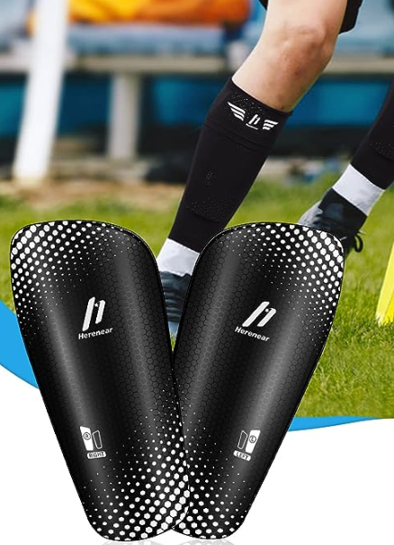 Herenear Protège Tibias de Football avec Protège Tibia Chaussettes